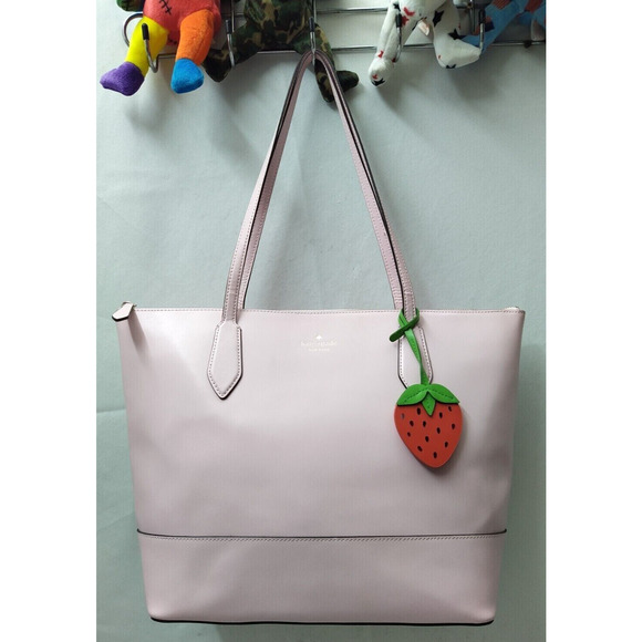Kate Spade New York Light Pink Leather Double Handle Zipper Closure Tote Bag - Picture 1 of 16